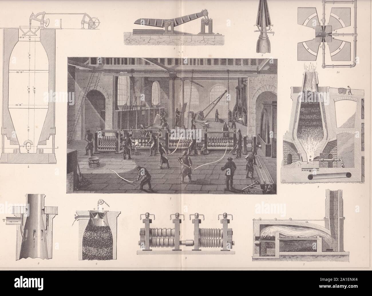 Prenota la piastra del ferro da stiro rendendo 1800s. Foto Stock