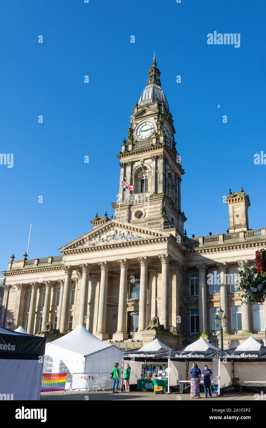 Bolton Town Hall, Victoria Square, Bolton, Greater Manchester, Inghilterra, Regno Unito Foto Stock