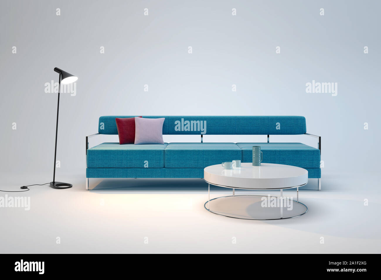 Soggiorno-sala interna in stile minimalista 3D render Foto Stock