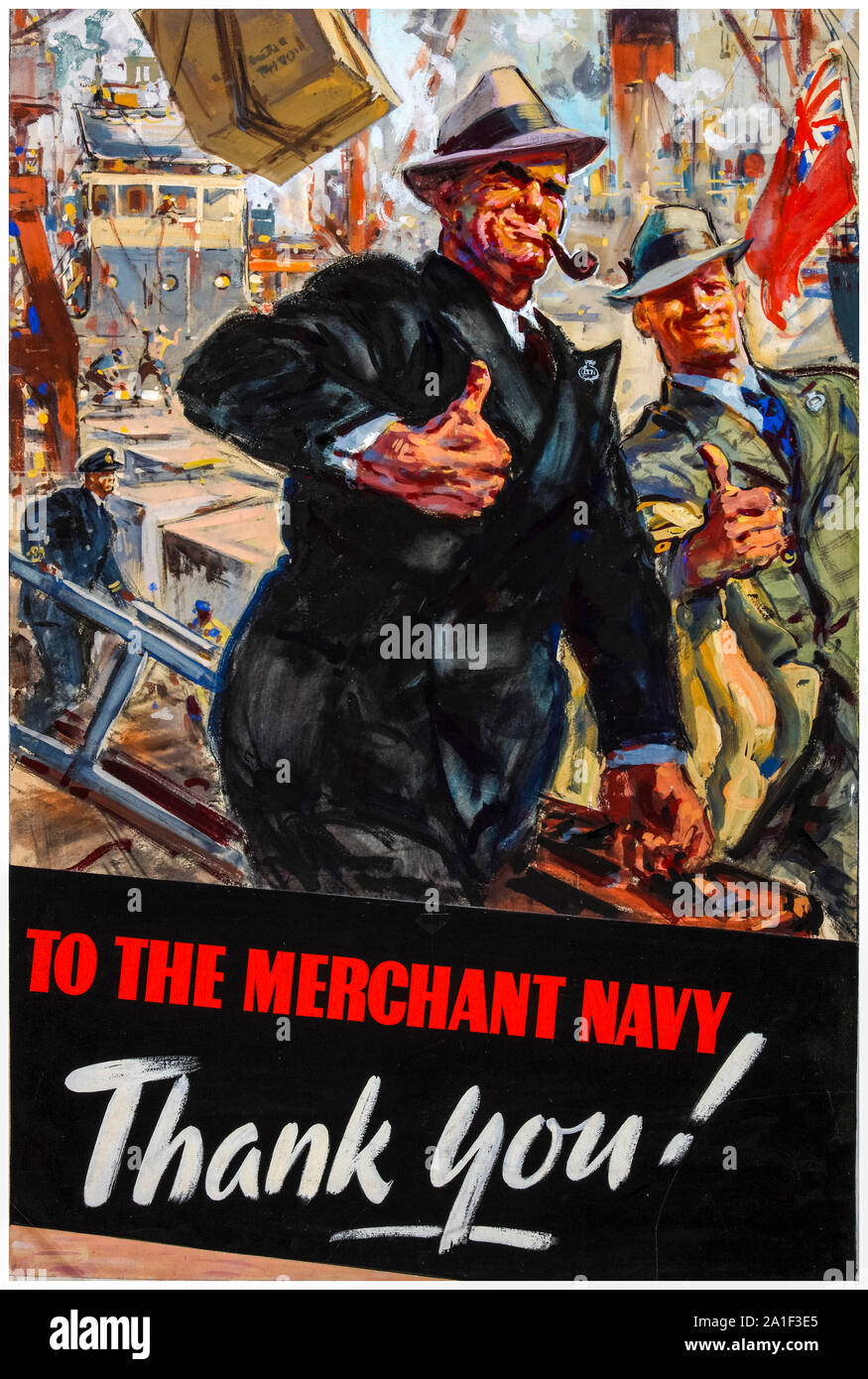 British, WW2, sforzo di guerra, per la marina mercantile, grazie, poster, 1939-1946 Foto Stock