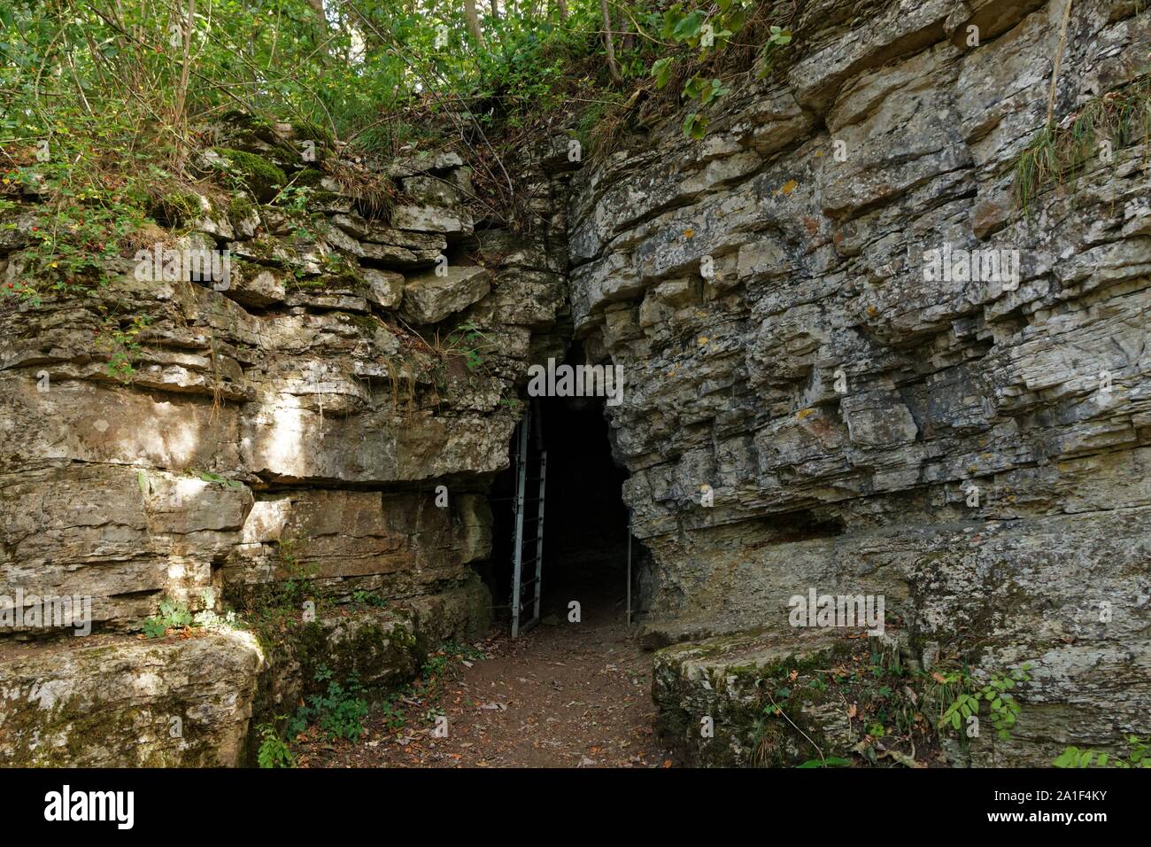 L'ingresso alla grotta di Venere presso il monte Hörselberg tra il Gotha e Eisenach in Turingia Foto Stock