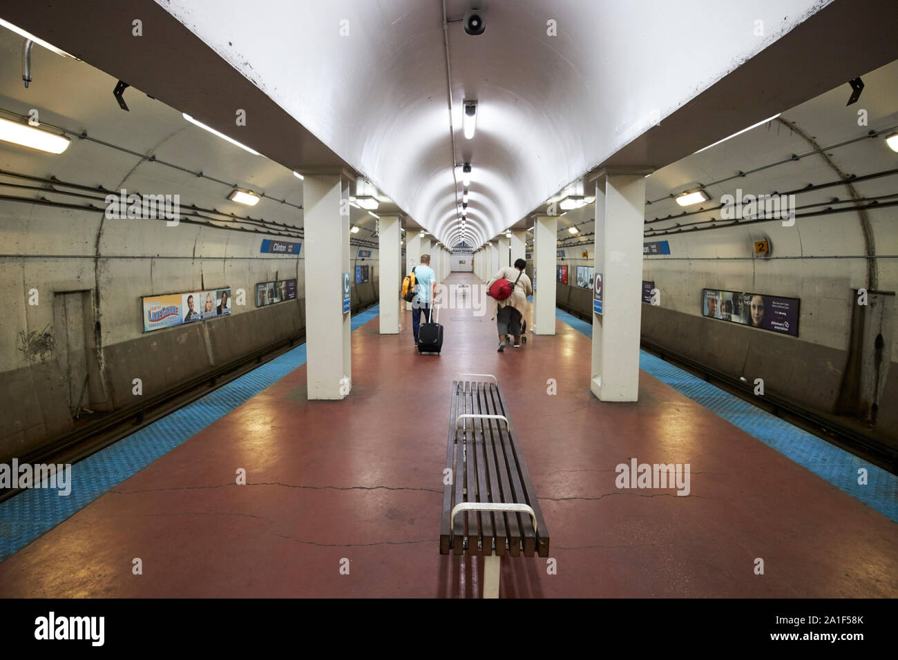 Clinton cta la stazione della metropolitana di chicago, illinois, Stati Uniti d'America Foto Stock