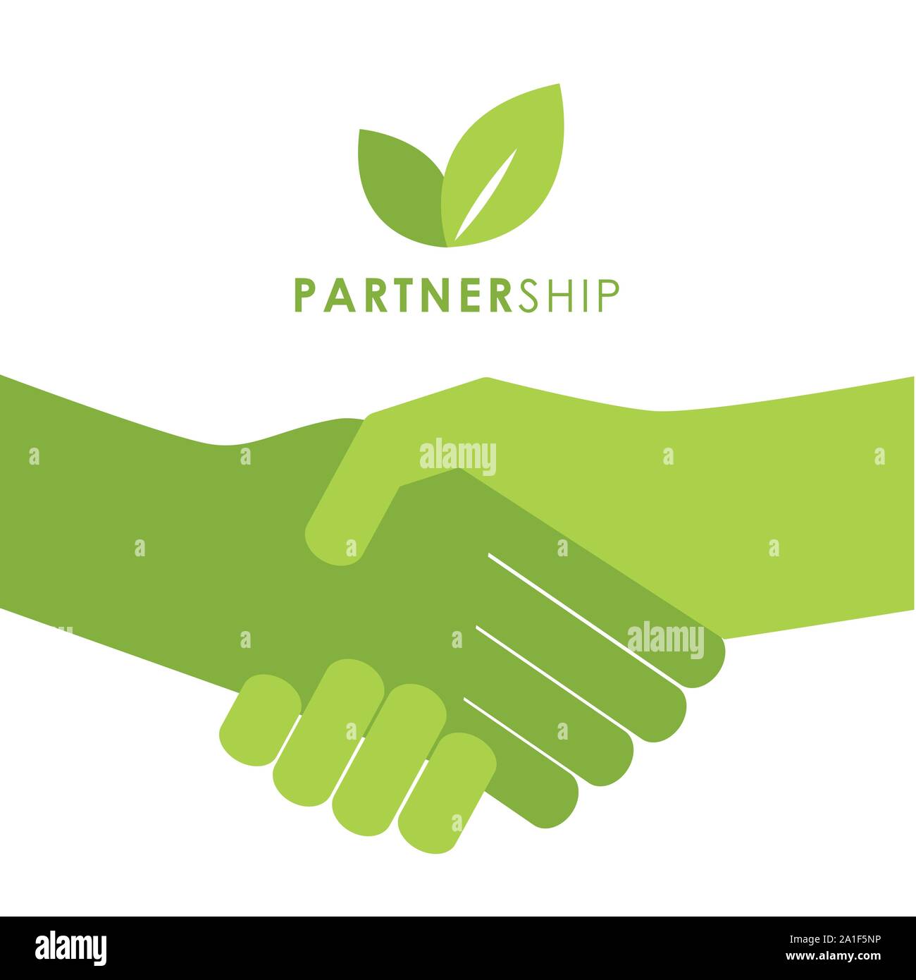 Verde di handshake di partenariato persone agitare le mani simbolo illustrazione vettoriale EPS10 Illustrazione Vettoriale