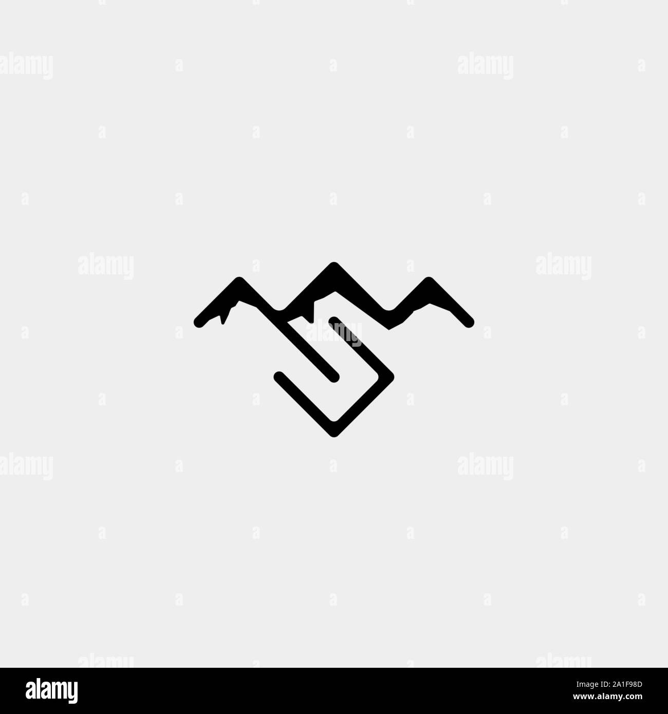 Iniziale S Mountain Logo Design modello di vettore Illustrazione Vettoriale