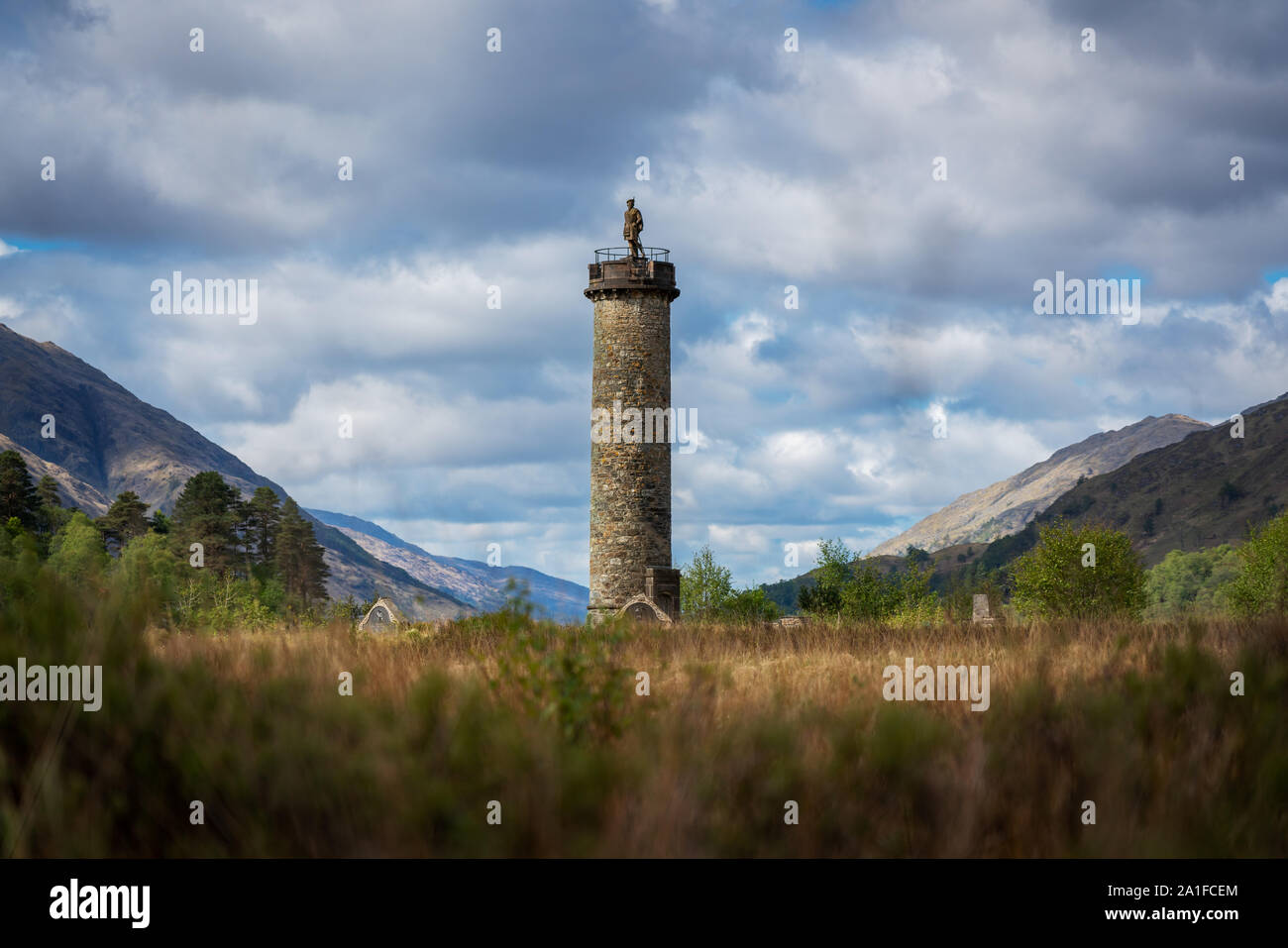 Monumento Glenfinnan nelle Highlands scozzesi - vicino a Fort William Foto Stock