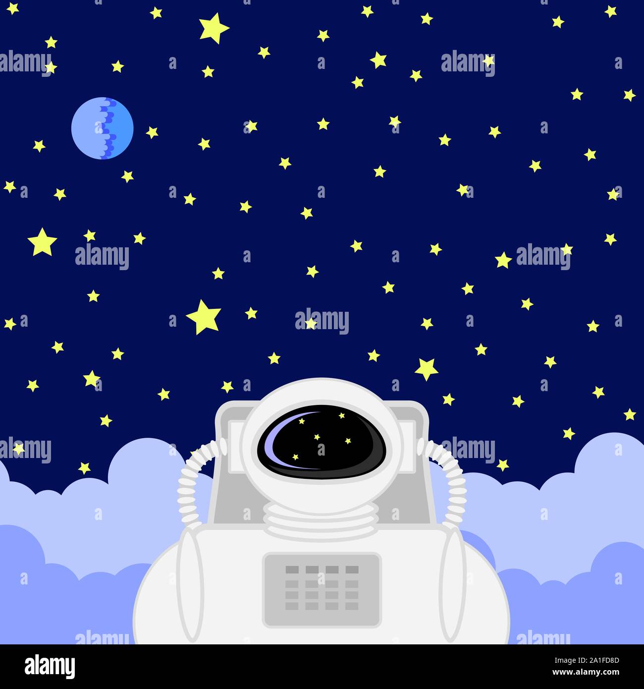 Astronauta Icona sul cielo stellato sfondo Illustrazione Vettoriale