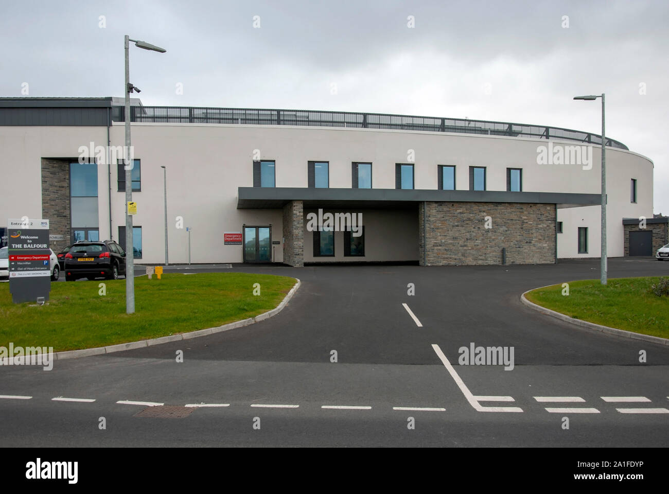 Pronto soccorso ingresso il nuovo NHS Balfour Ospedale strada Foreland Kirkwall terraferma le isole Orkney Scotland Regno Unito vista esterna A & Foto Stock