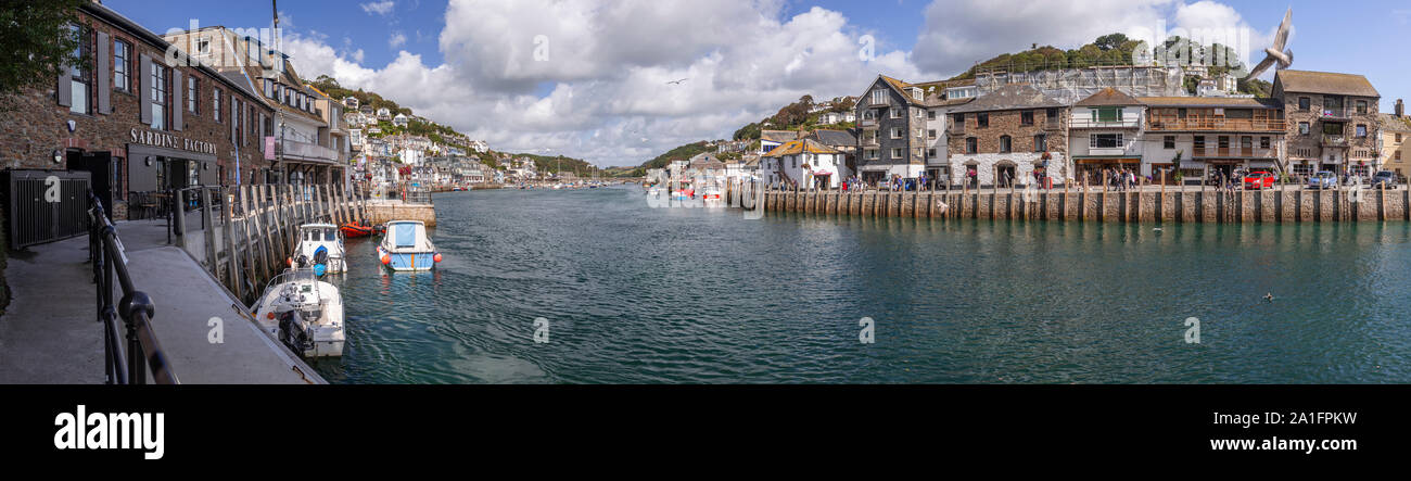 Vista panoramica del porto di Looe, Cornwall, Inghilterra Foto Stock