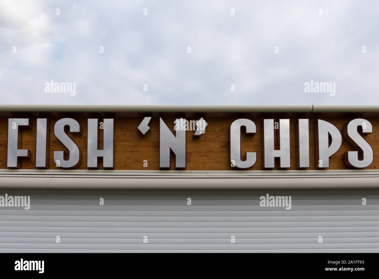 Fish 'n' chips segno Foto Stock