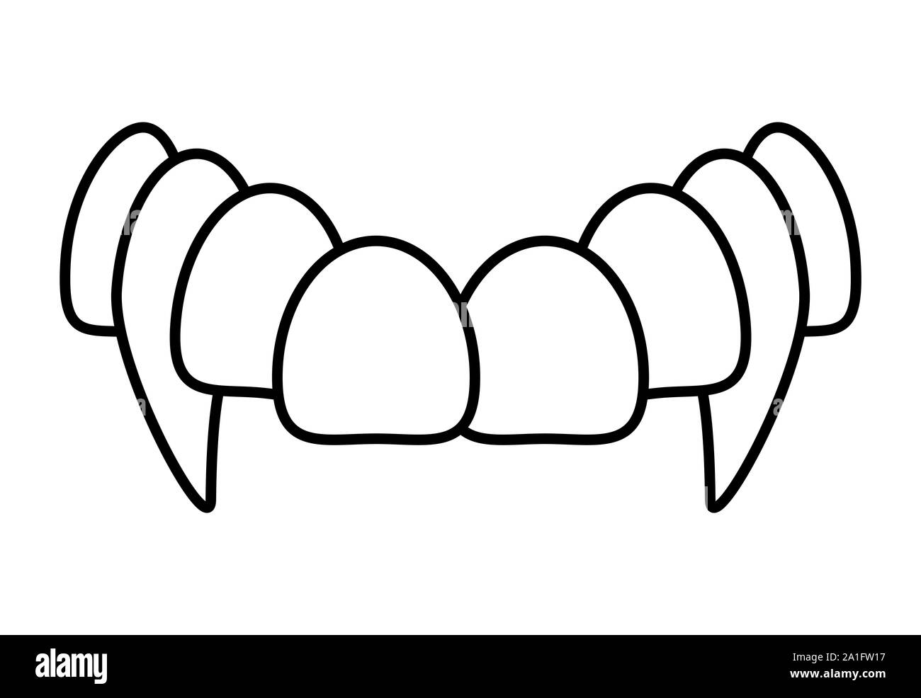 Vampire bocca fang denti isolati su sfondo bianco Foto Stock