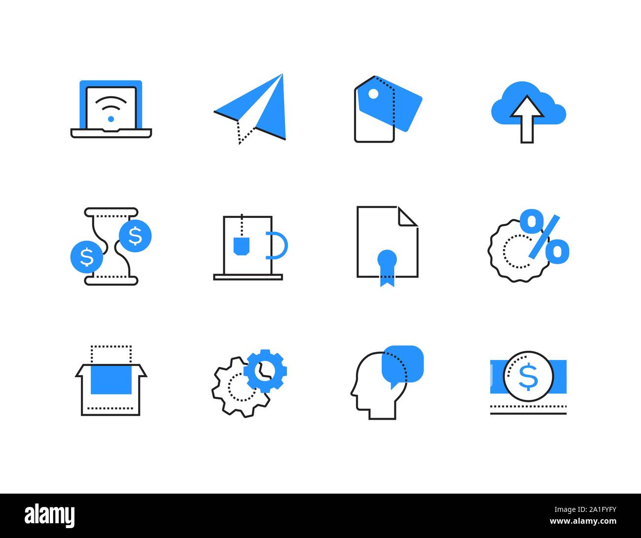 Internet business - linea stile design set di icone Illustrazione Vettoriale