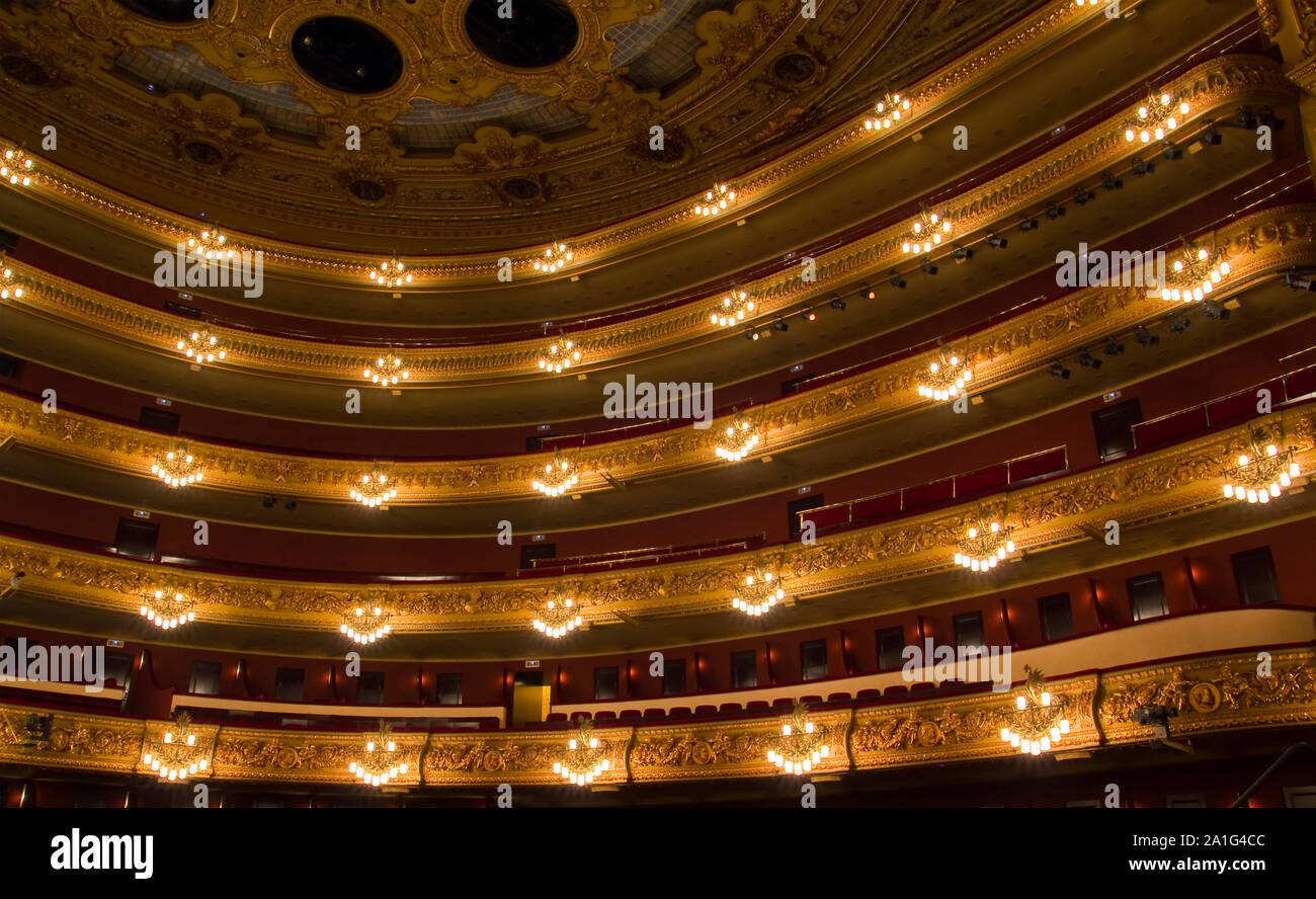 Scatole di Teatro Liceu di Barcellona, in Catalogna, Spagna. Foto Stock