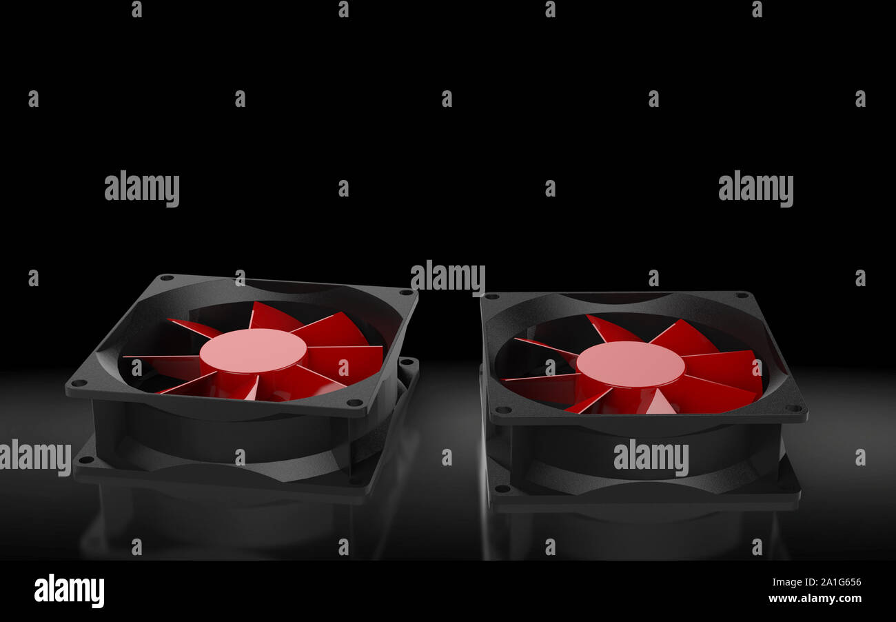 L'unità di raffreddamento del computer. La ventola del PC. Il rendering 3D Foto Stock