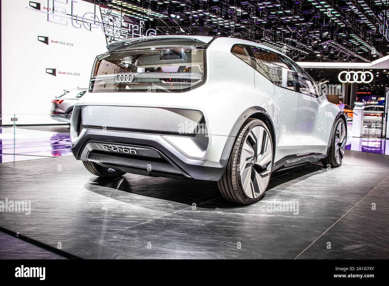 Francoforte, Germania, Sep 2019 nuovo tutti elettrici Audi A1:ME e-tron concetto, azionamento automatico auto compatta per megalopoli di domani, il prototipo da Audi Foto Stock