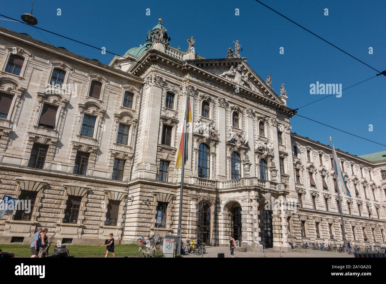 Il Justizpalast Monaco di Baviera (Palazzo di Giustizia) home al Landgericht München (District Court di Monaco di Baviera) di Monaco di Baviera, Germania. Foto Stock