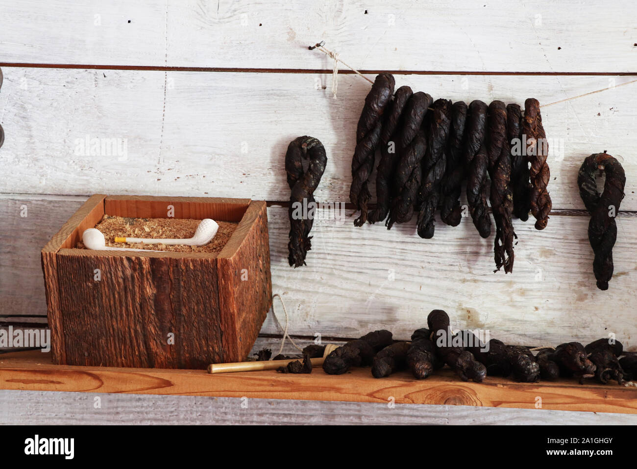 Negozio vecchio stile a Fort Nisqually a Tacoma, Washington Foto Stock