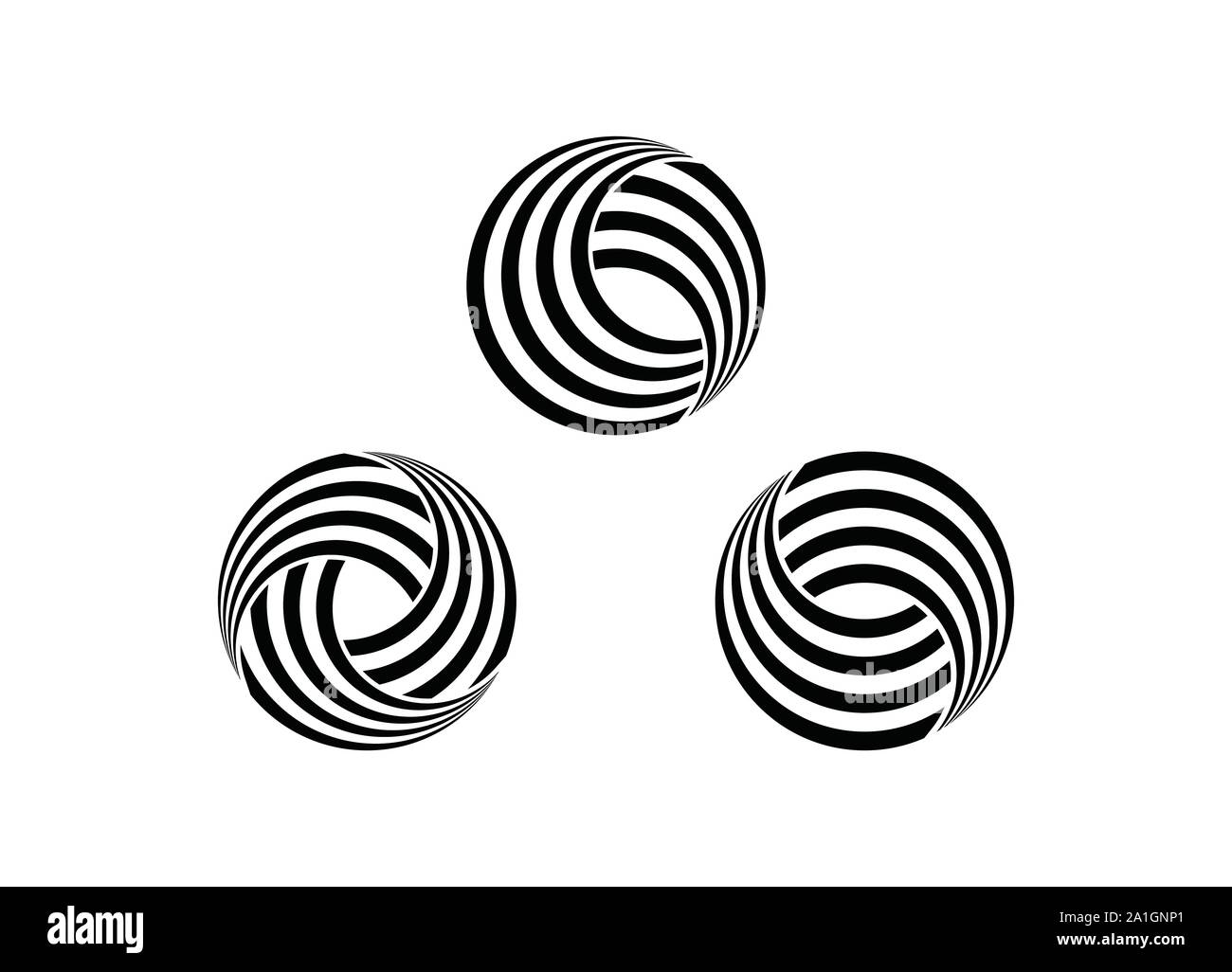 Vettore cerchio astratto swirl logo design elementi. Carta Origami style, piatta e line art, vettore di elementi di design per il logo della tua azienda, Illustrazione Vettoriale