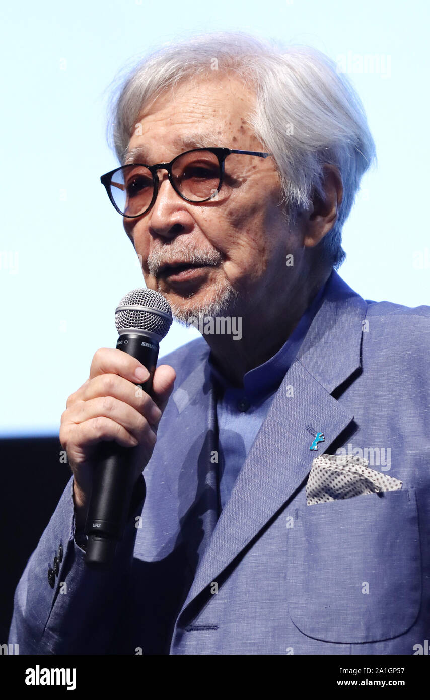 Tokyo, Giappone. 26 Sep, 2019. Regista giapponese Yoji Yamada parla come frequenta la line-up annuncio della trentaduesima Tokyo International Film Festival a Tokyo il Giovedì 26 Settembre, 2019. L'annuale festival del cinema si terrà dal 28 Ottobre al 5 Novembre e il film di apertura sarà "Tora-san, vi auguriamo dove qui' diretto da Yoji Yamada. Credito: Yoshio Tsunoda/AFLO/Alamy Live News Foto Stock