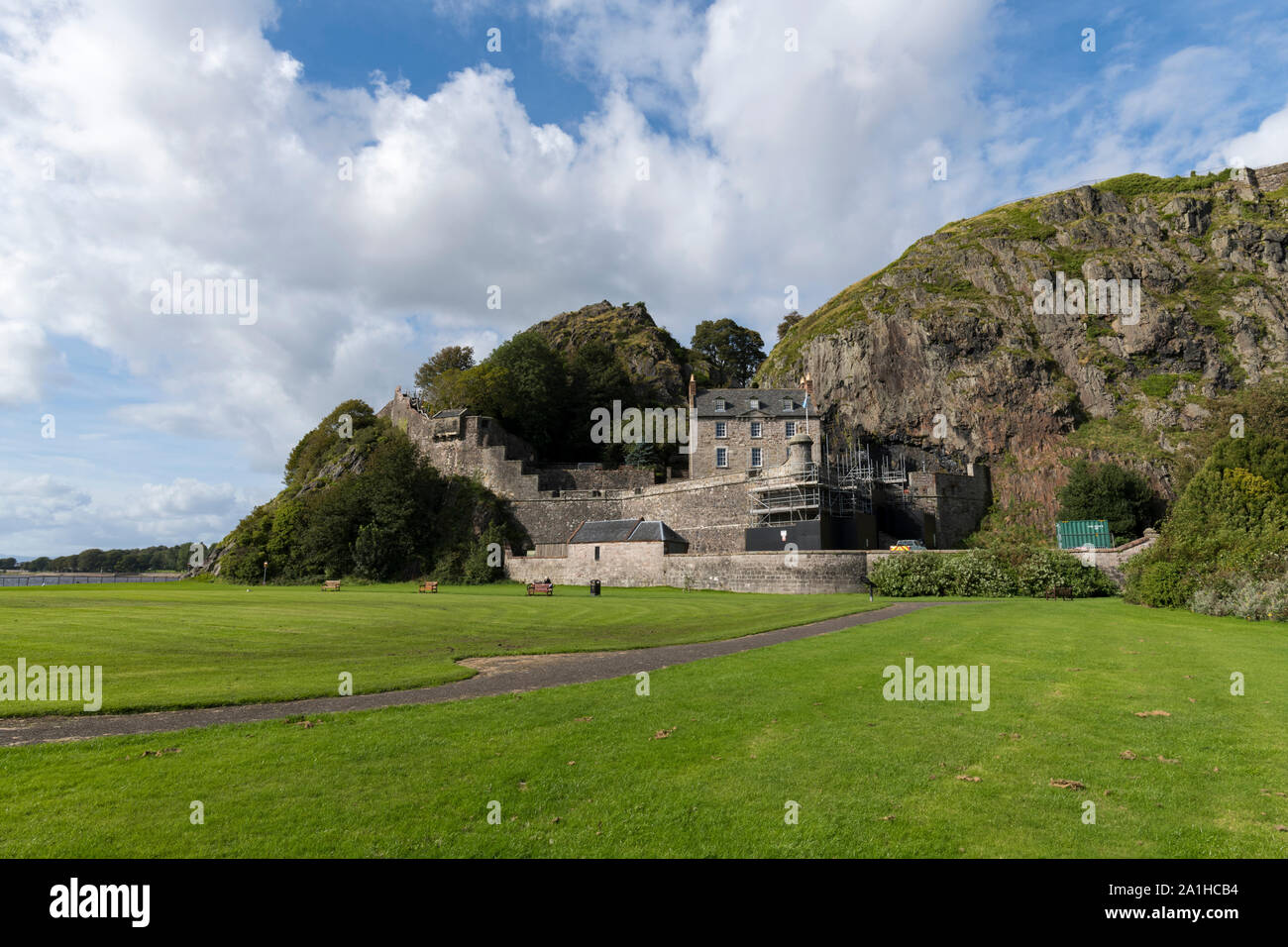 Dumbarton Castello, antica roccaforte in Scozia Foto Stock