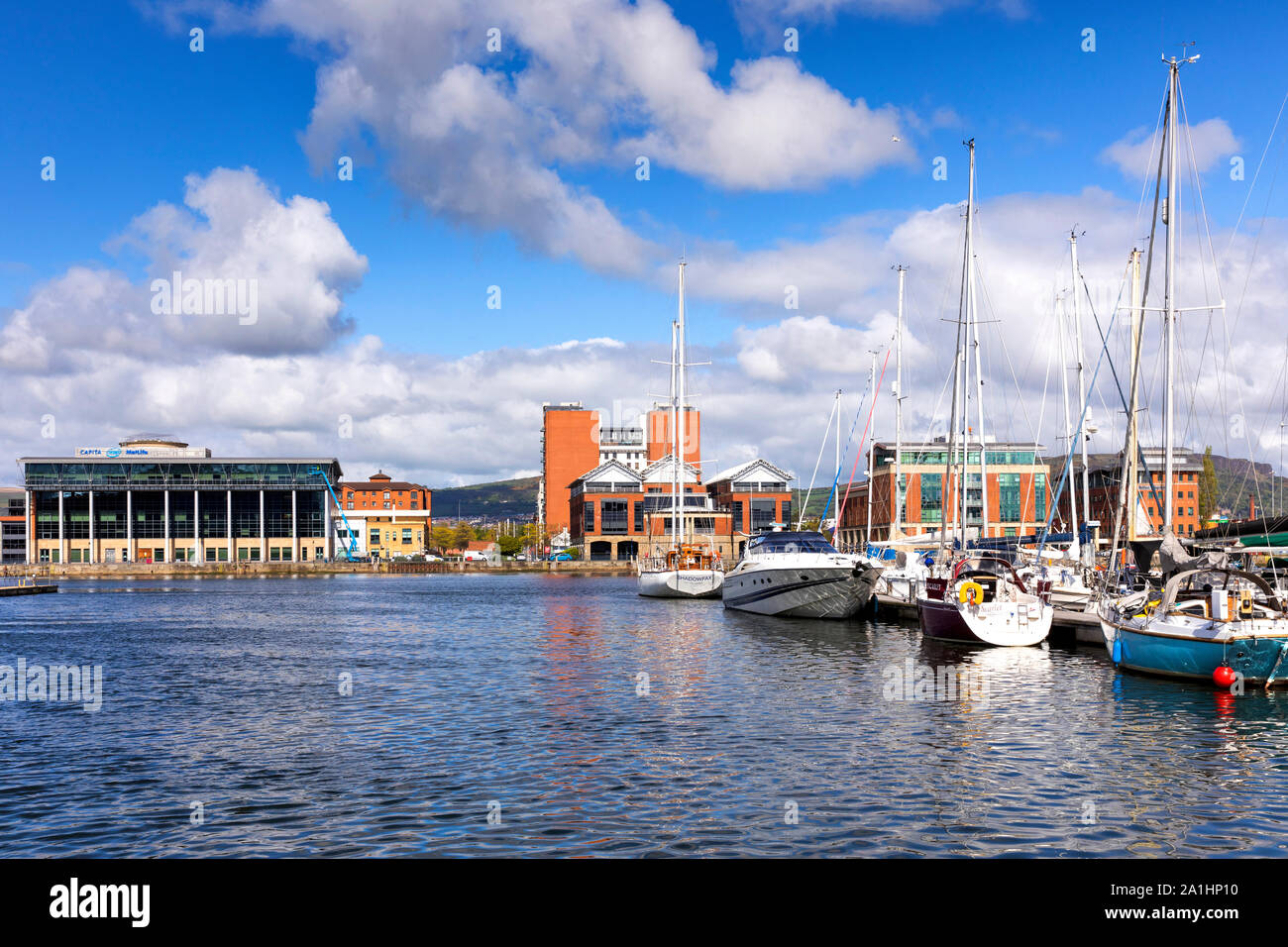 Titanic Quarter Marina a Belfast Irlanda del Nord Foto Stock