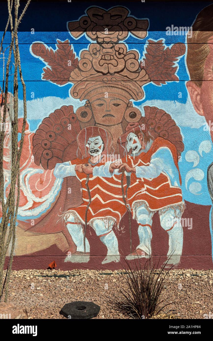 Il Murale in Chamizal National Memorial, che si trova a El Paso, Texas, lungo il Regno States-Mexico confine internazionale Foto Stock