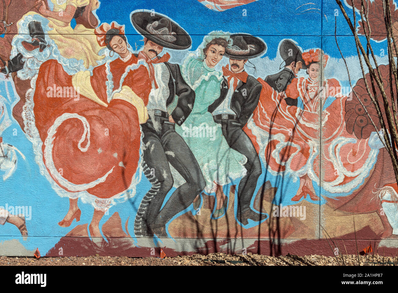 Il Murale in Chamizal National Memorial, che si trova a El Paso, Texas, lungo il Regno States-Mexico confine internazionale Foto Stock