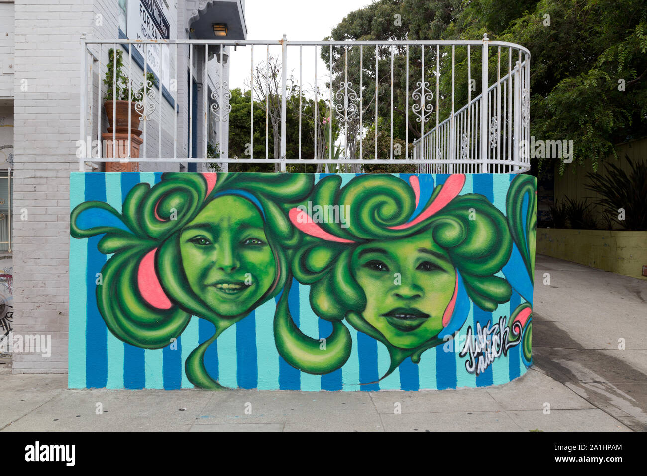 Murale di Jules Muck a Venezia, un quartiere fronte mare sul lato ovest di Los Angeles in California Foto Stock