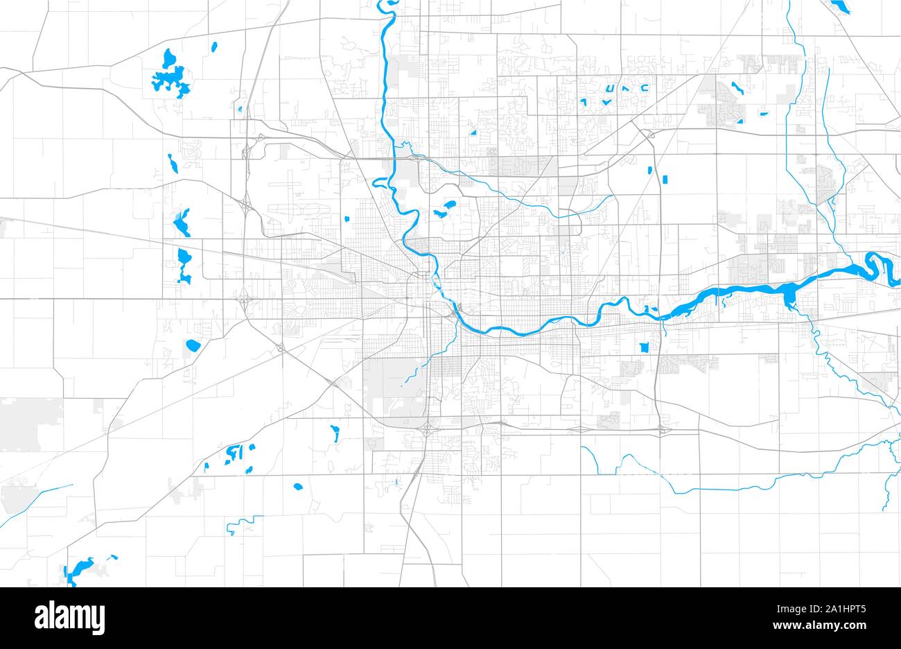 Ricco di vettore dettagliata mappa della zona di South Bend, Indiana, Stati Uniti d'America. Mappa modello per arredamento di casa. Illustrazione Vettoriale
