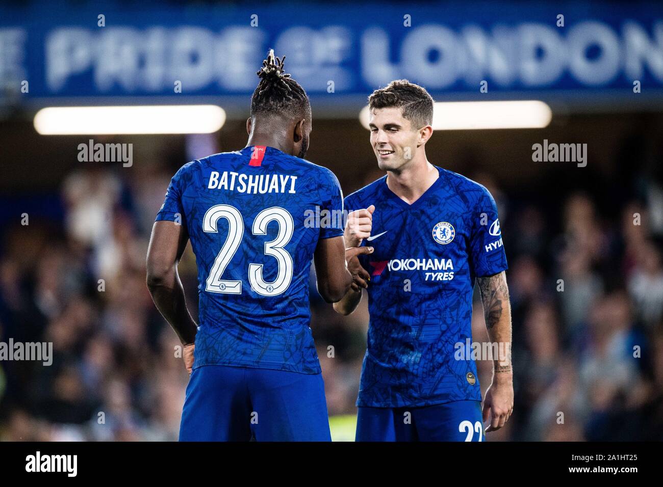 Londra, Inghilterra - 24 settembre: Belgio international Michy Batshuayi del Chelsea durante il Carabao Cup terzo turno match tra Chelsea FC v Grimsby Foto Stock