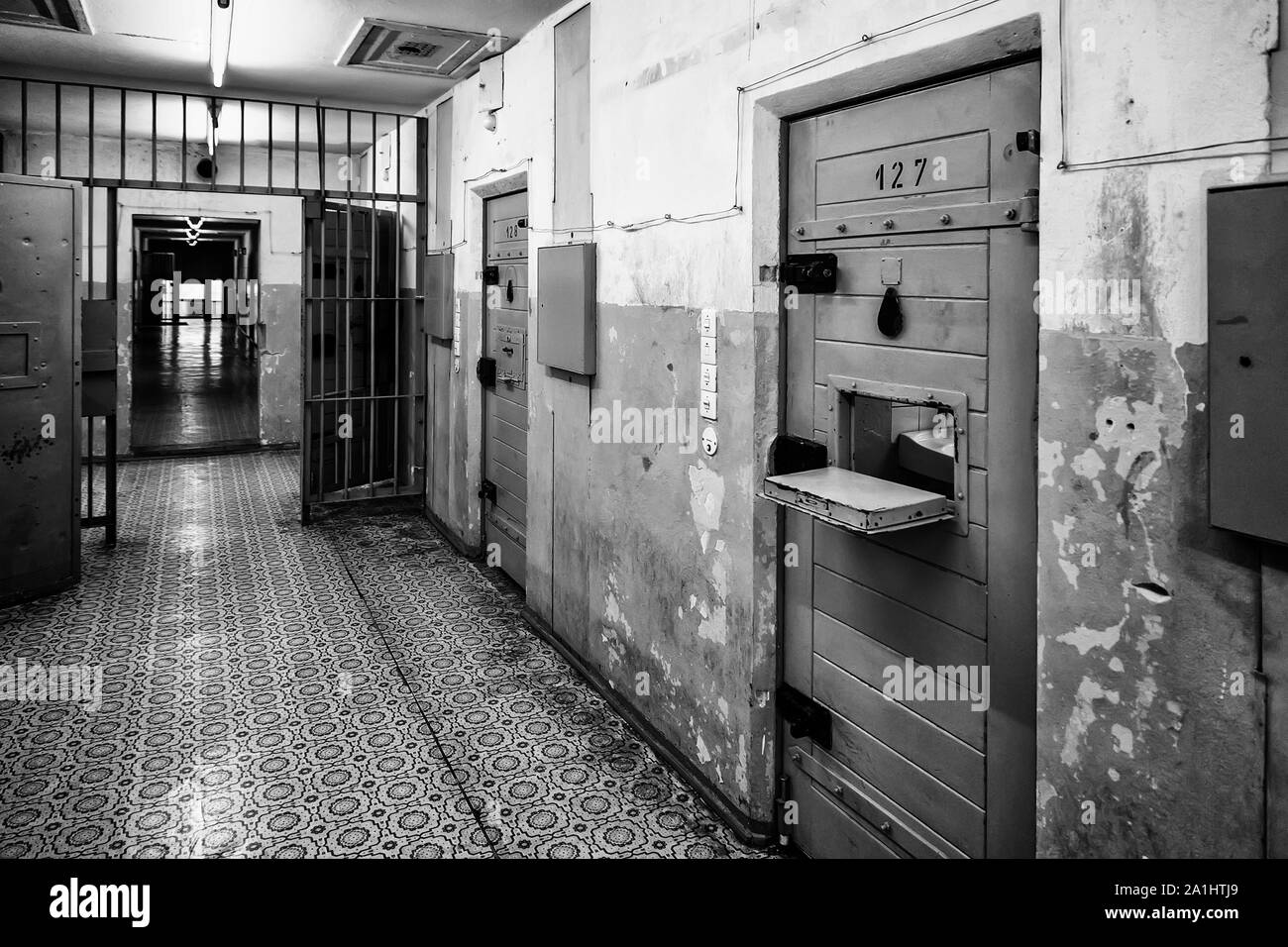 Vecchia Prigione tedesca, dettaglio di confinamento e il crimine e la giustizia Foto Stock