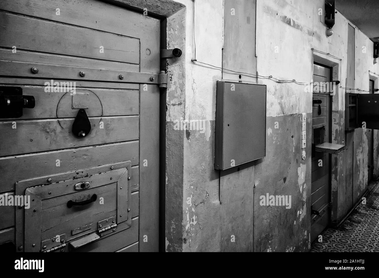 Vecchia Prigione tedesca, dettaglio di confinamento e il crimine e la giustizia Foto Stock