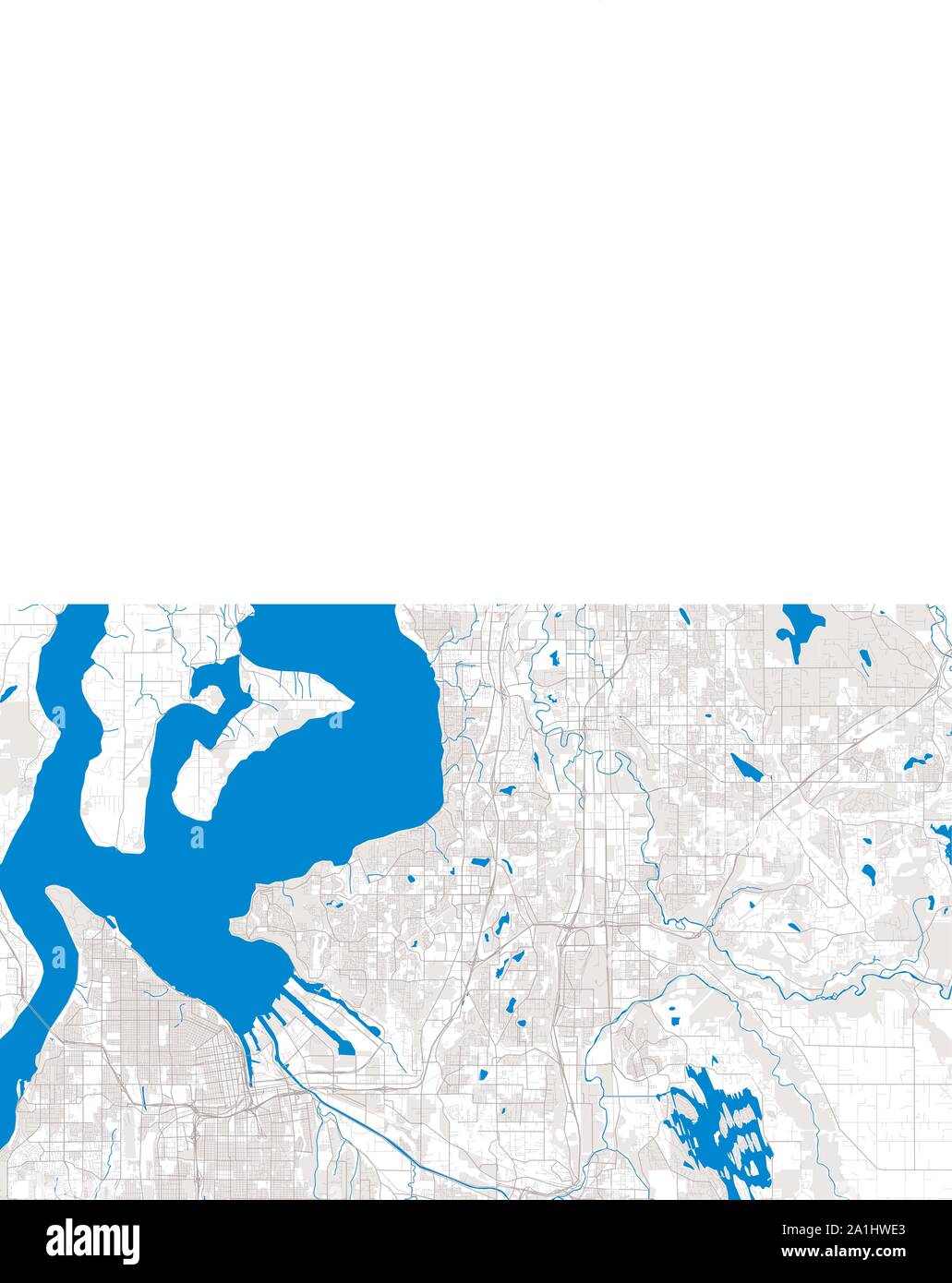 Ricco di vettore dettagliata mappa area di Federal Way, Washington, Stati Uniti d'America. Mappa modello per arredamento di casa. Illustrazione Vettoriale