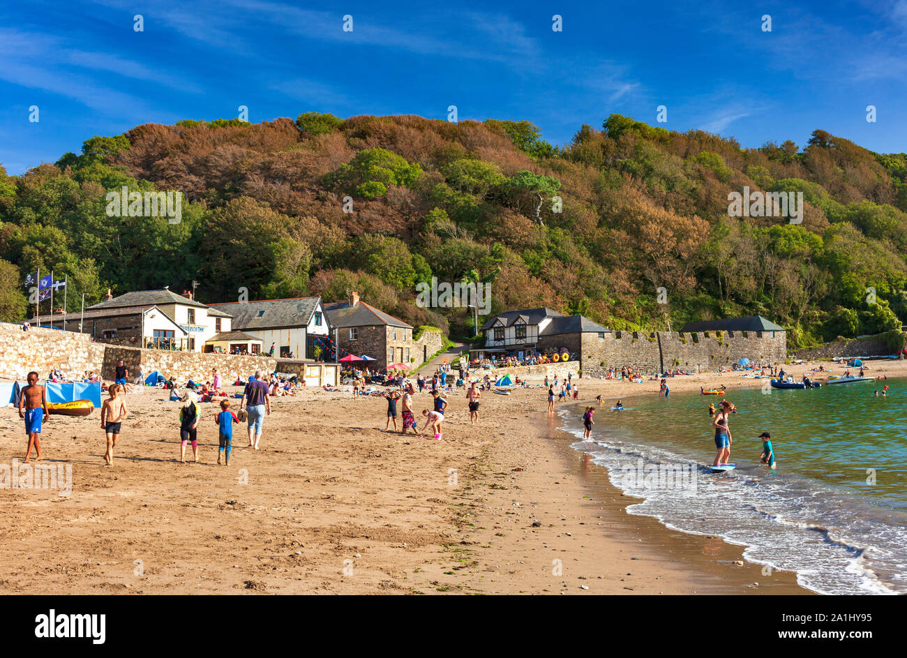 Spiaggia Polkerris Cornwall. Foto Stock