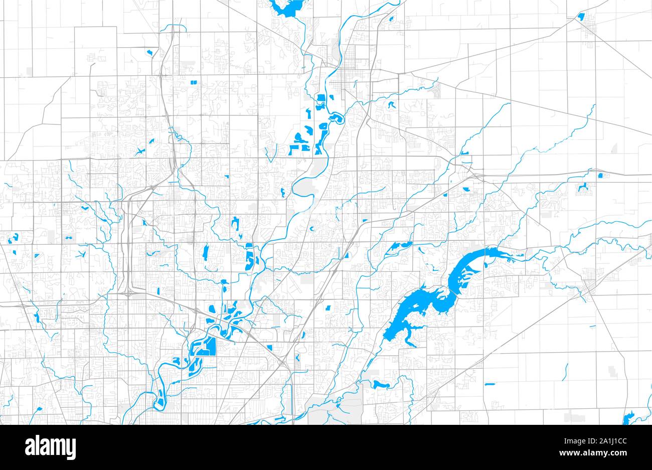 Ricco di vettore dettagliata mappa area di pescatori, Indiana, Stati Uniti d'America. Mappa modello per arredamento di casa. Illustrazione Vettoriale