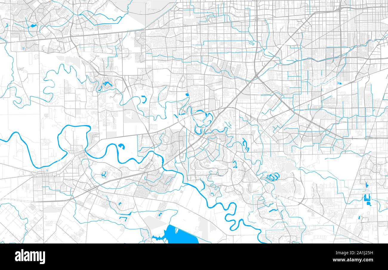 Ricco di vettore dettagliata mappa area di Sugar Land, Texas, Stati Uniti d'America. Mappa modello per arredamento di casa. Illustrazione Vettoriale