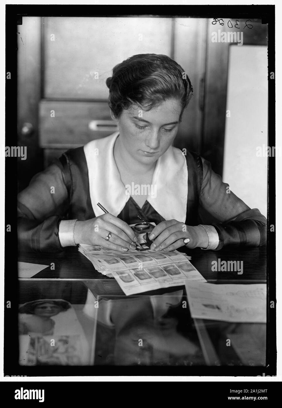 Dipartimento della marina degli Stati Uniti, Ufficio di intelligence, finger print DEPARTMENT CLERK, MARIE S. DAHM Foto Stock
