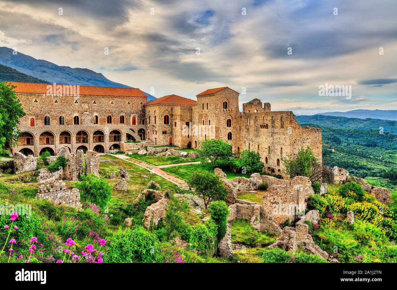 Il despota del palazzo a Mistra in Grecia Foto Stock