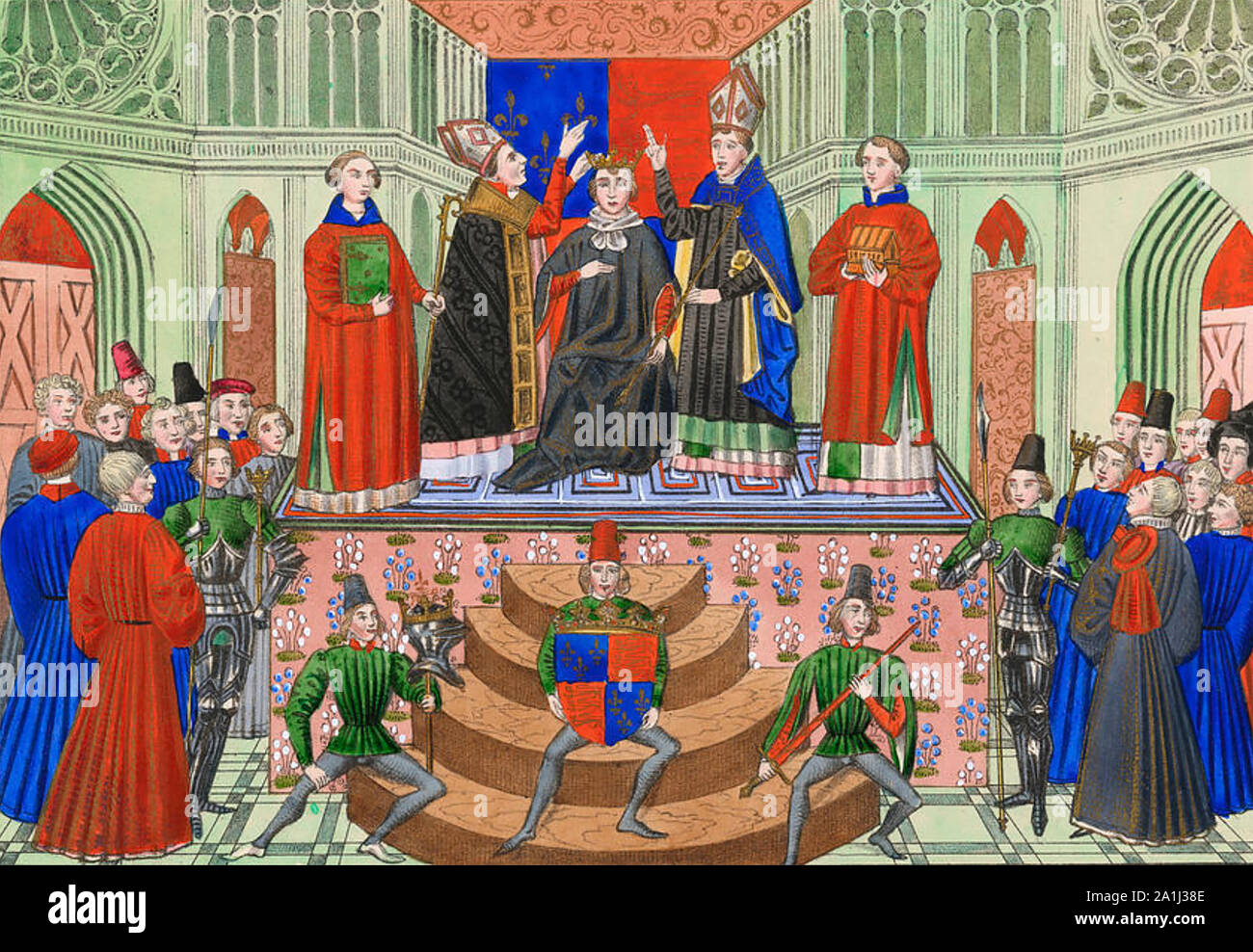 Enrico IV d'Inghilterra (1367-1413) è incoronato a Westminster Abbey 13 Ottobre 1399 Foto Stock