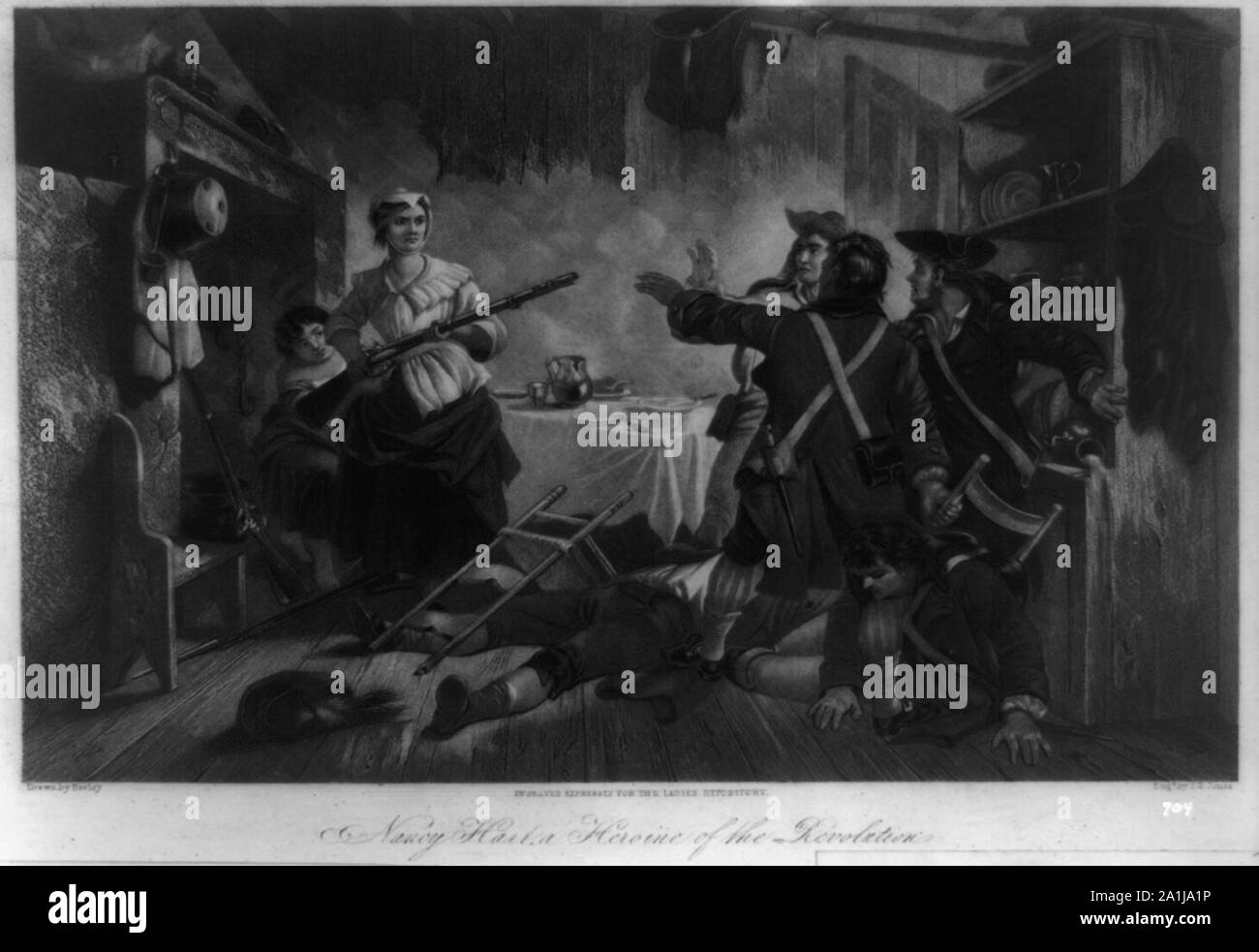 Nancy Hart, un'eroina della Rivoluzione / disegnati da Darley ; engr. da F. E. Jones. Foto Stock