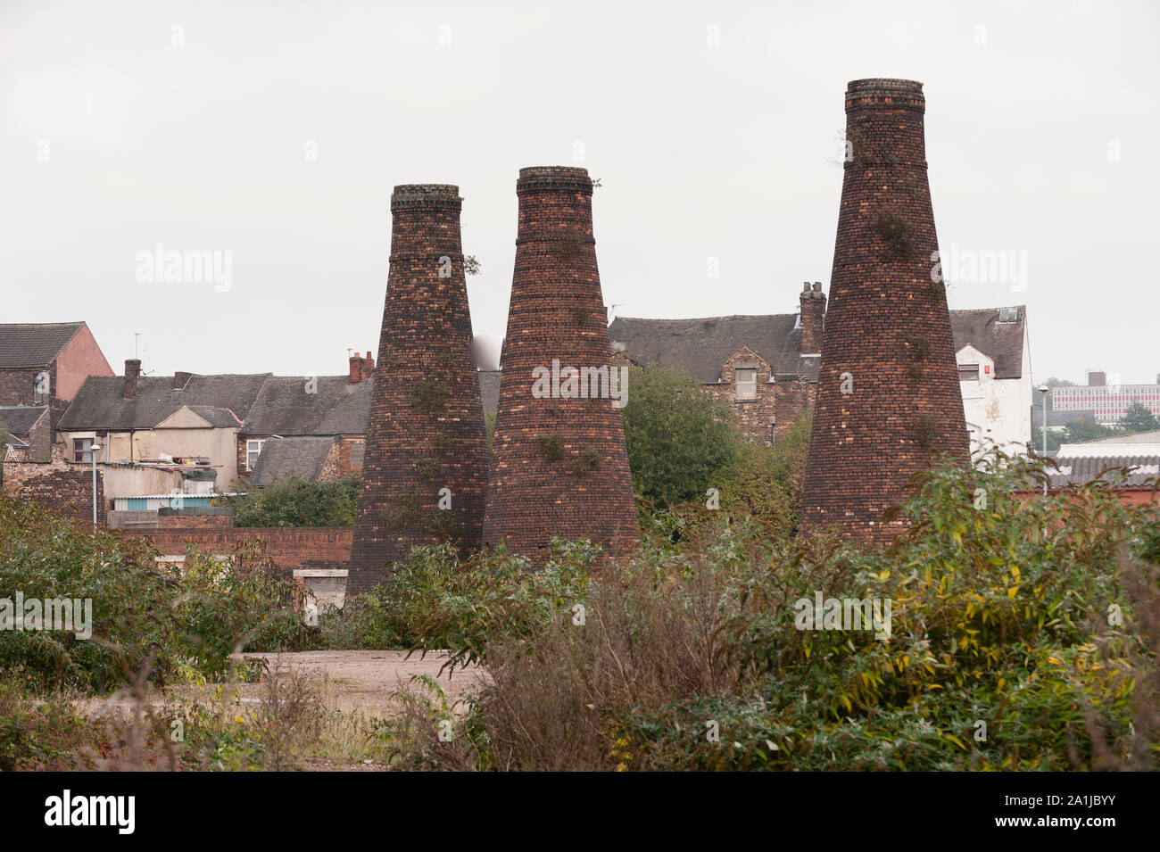 La recessione, Stoke-on-Trent, Gran Bretagna vecchi camini in ceramica, Burslem, Stoke-on-Trent. Foto Stock