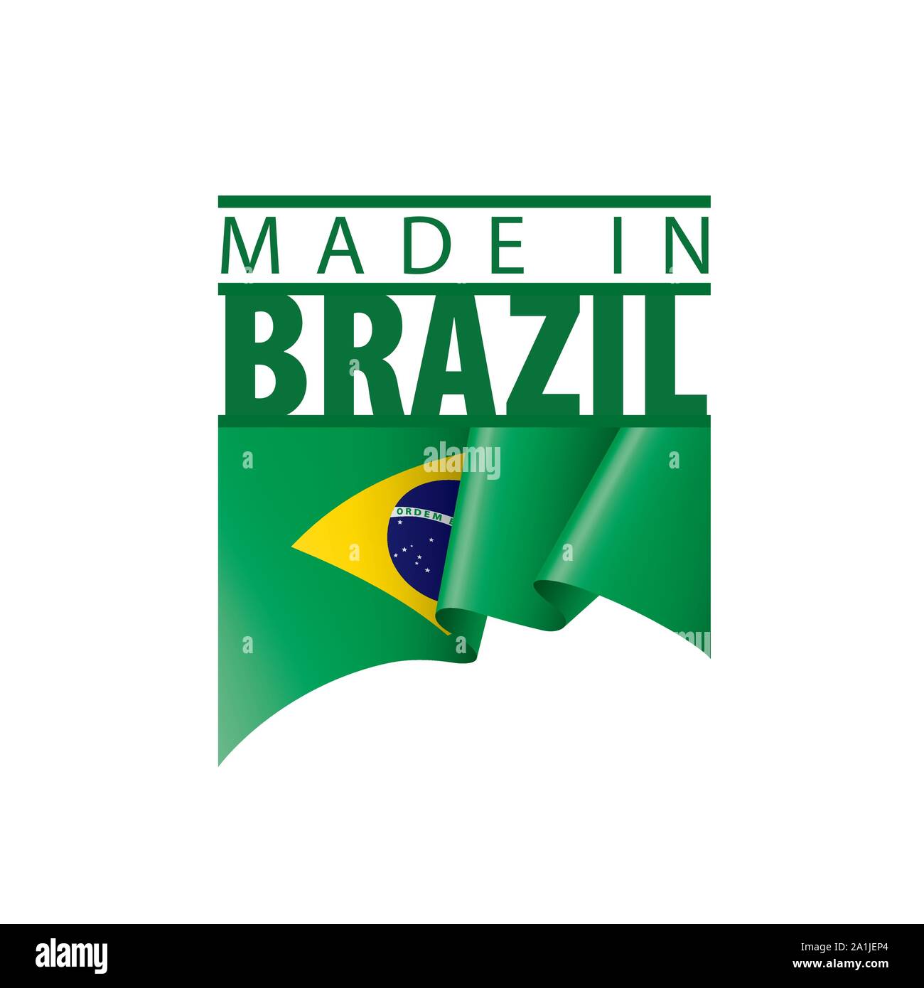 Bandiera Brasile, illustrazione vettoriale su sfondo bianco Illustrazione Vettoriale