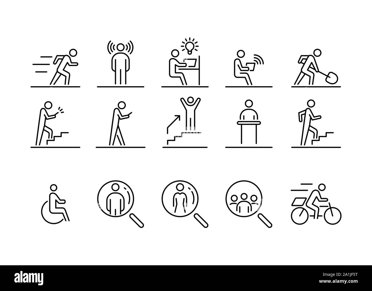 La gente di affari Imposta icona linea semplice illustrazione piana. Illustrazione Vettoriale