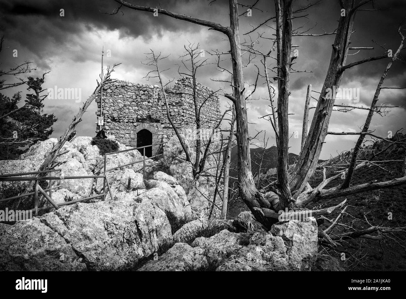 Rovina del castello San Hilarion, Girne, Kyrenia district, Repubblica Turca di Cipro del Nord di Cipro Foto Stock