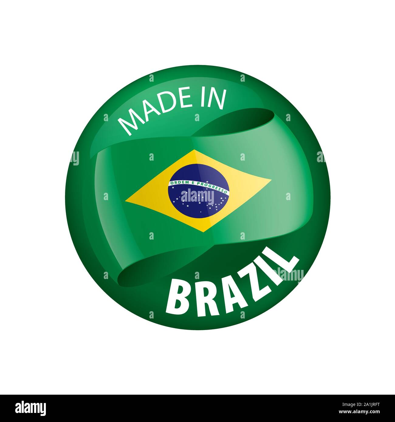Bandiera Brasile, illustrazione vettoriale su sfondo bianco Illustrazione Vettoriale