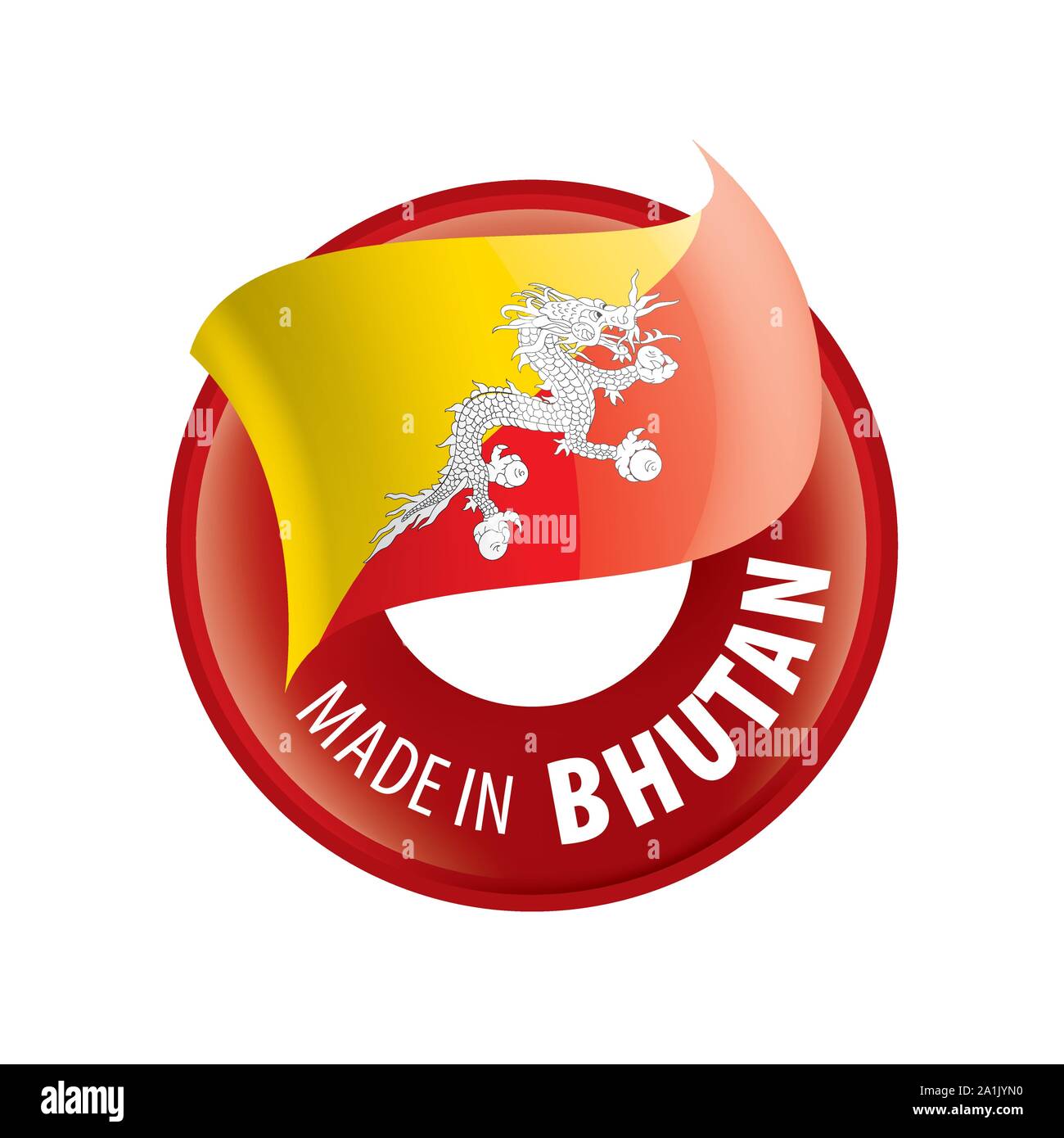 Il Bhutan bandiera, illustrazione vettoriale su sfondo bianco Illustrazione Vettoriale