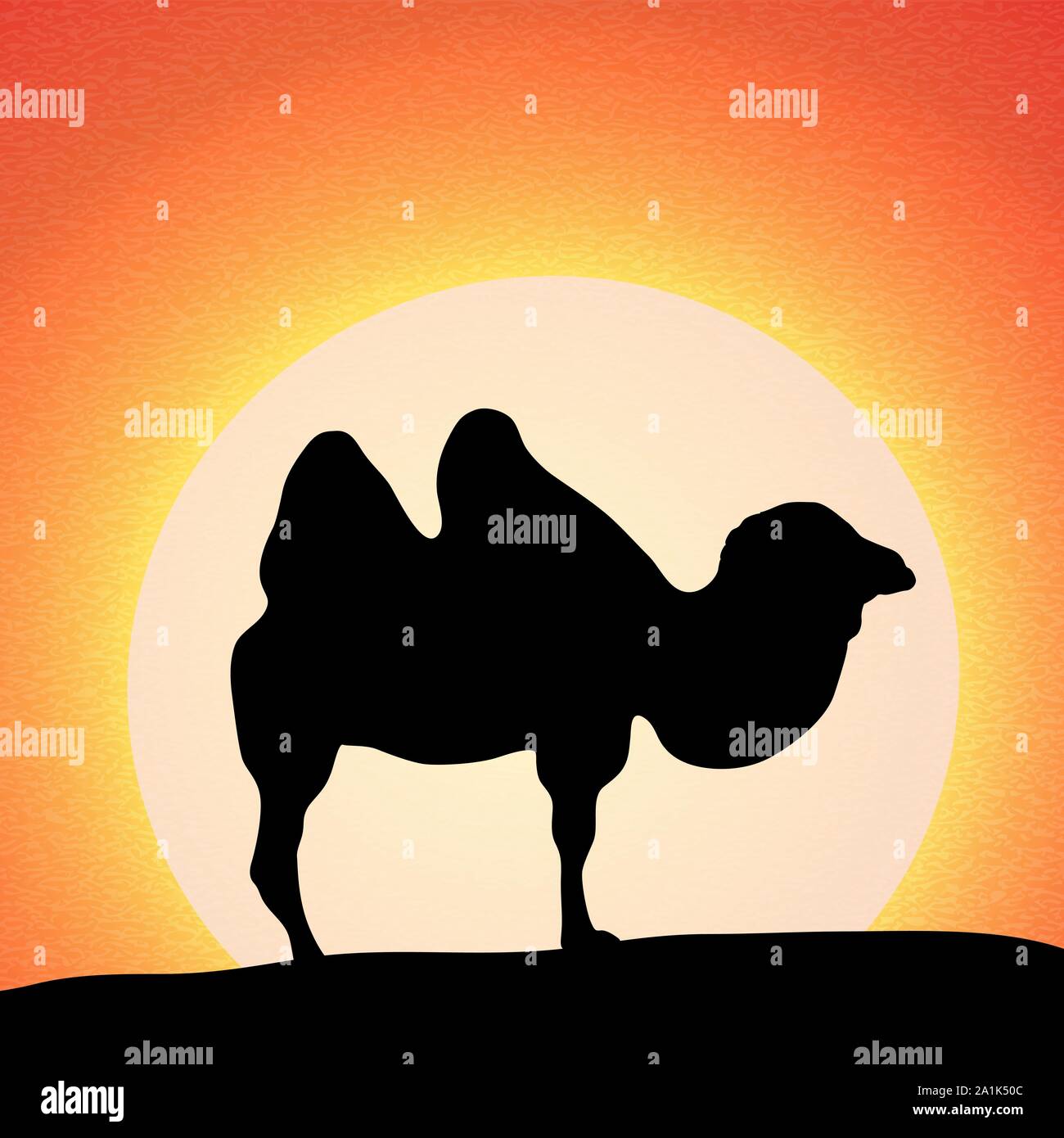 Silhouette di cammello nel deserto sfondo vettoriale Illustrazione Vettoriale