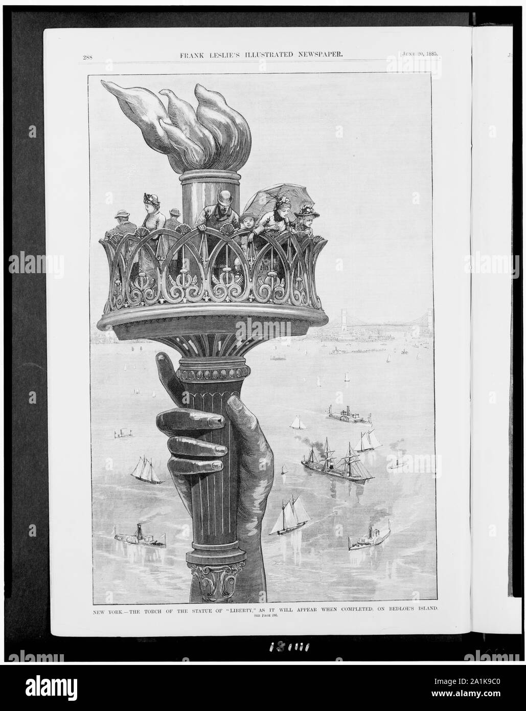 New York - la fiaccola della Statua della Libertà, così come apparirà una volta completato, sulla Bedloe Island Foto Stock
