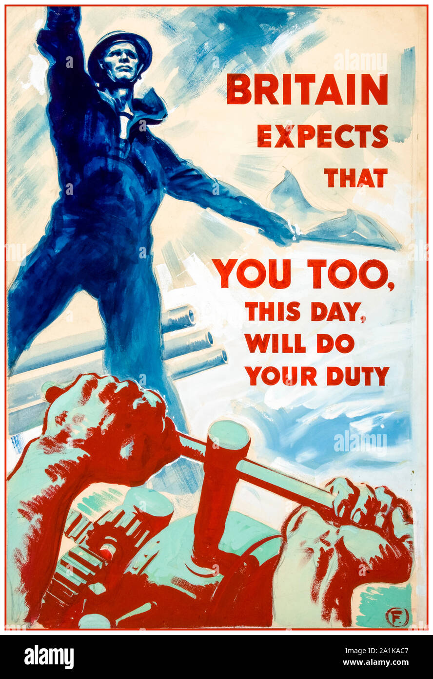 British, WW2, industria, la Gran Bretagna si aspetta che anche voi, in questo giorno, sarà in grado di fare il tuo dovere, poster, 1939-1946 Foto Stock