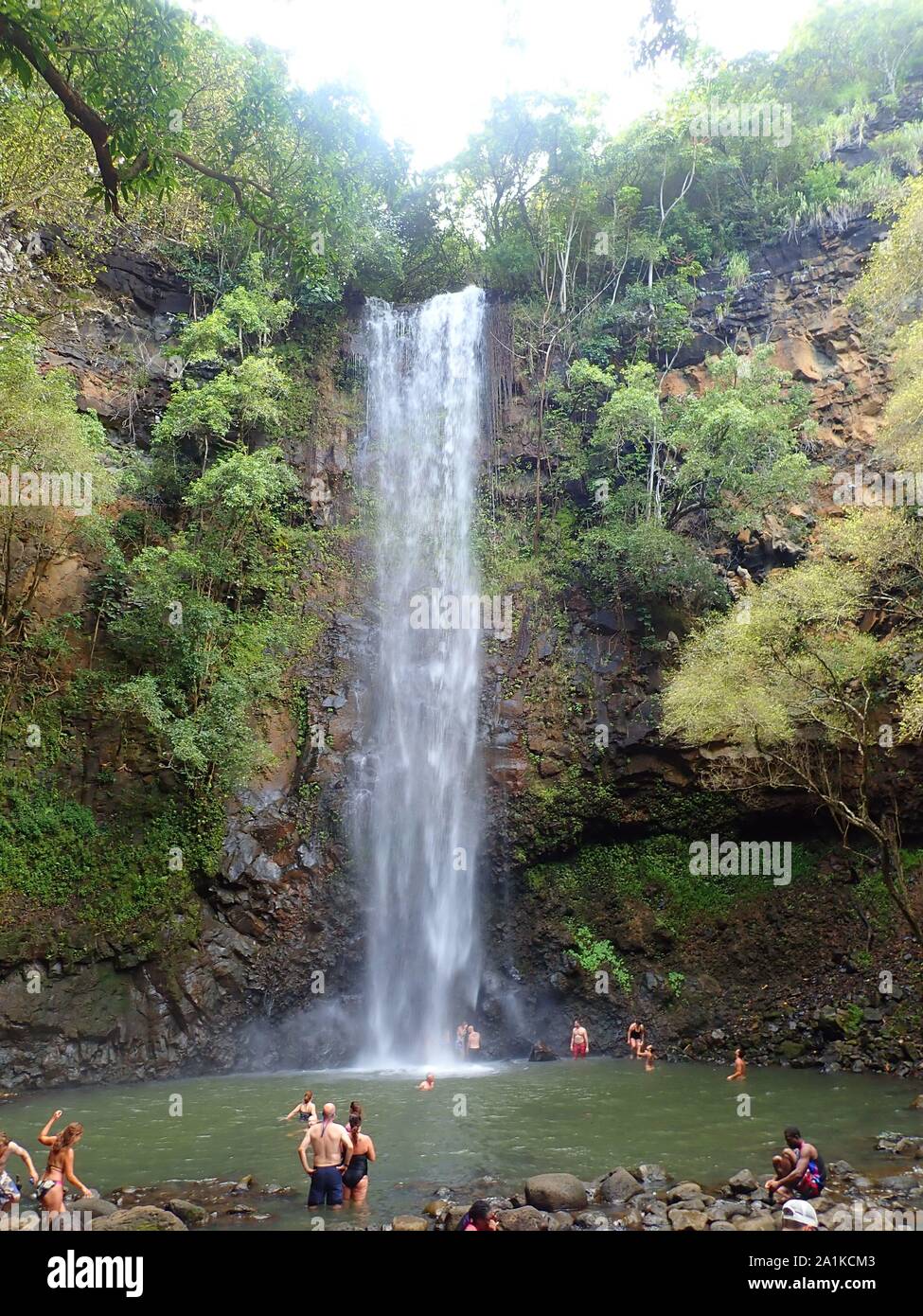 Uluwehi Cascate Nascoste Fiume Wailua Kauai Hawaii Foto Stock