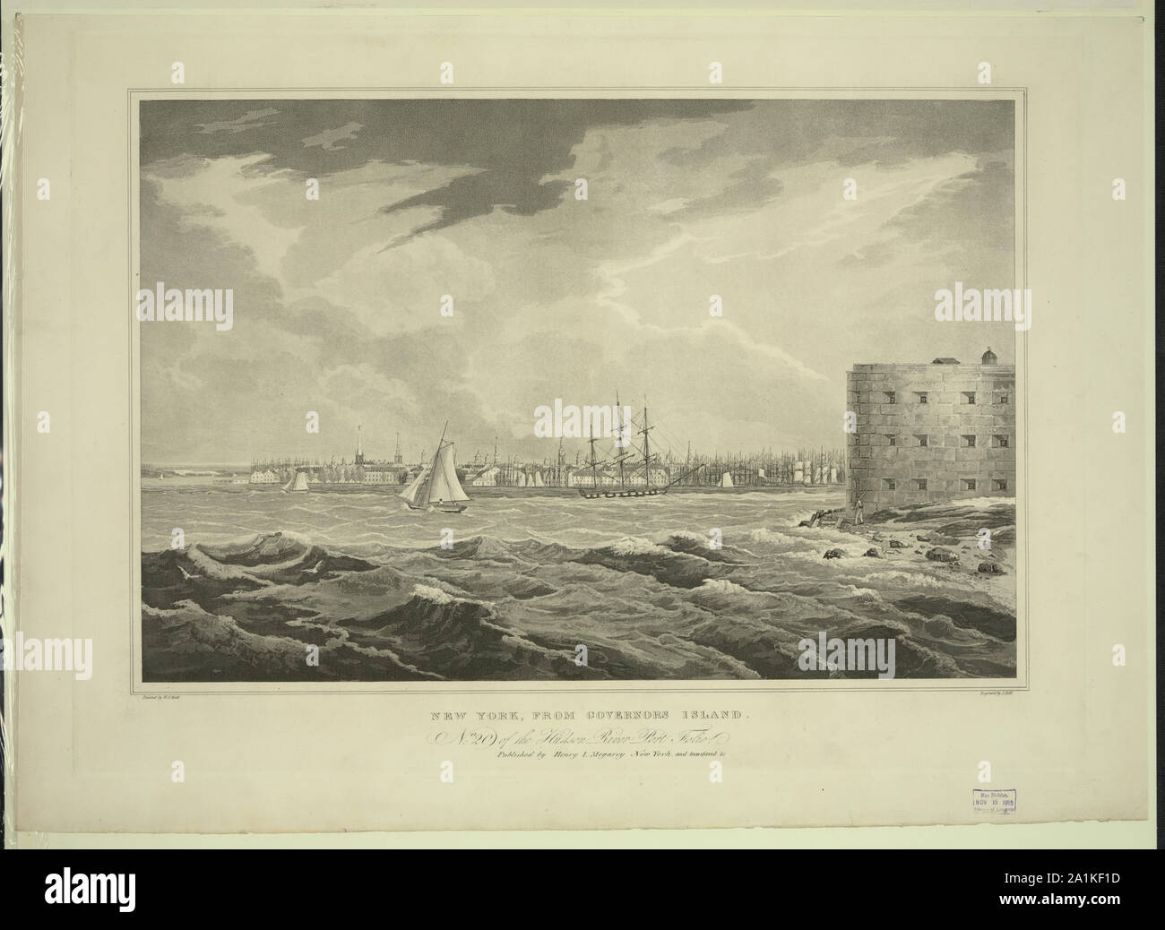 New York, da Governors Island / dipinta da W.G. Parete ; incisi da I. Hill. Foto Stock